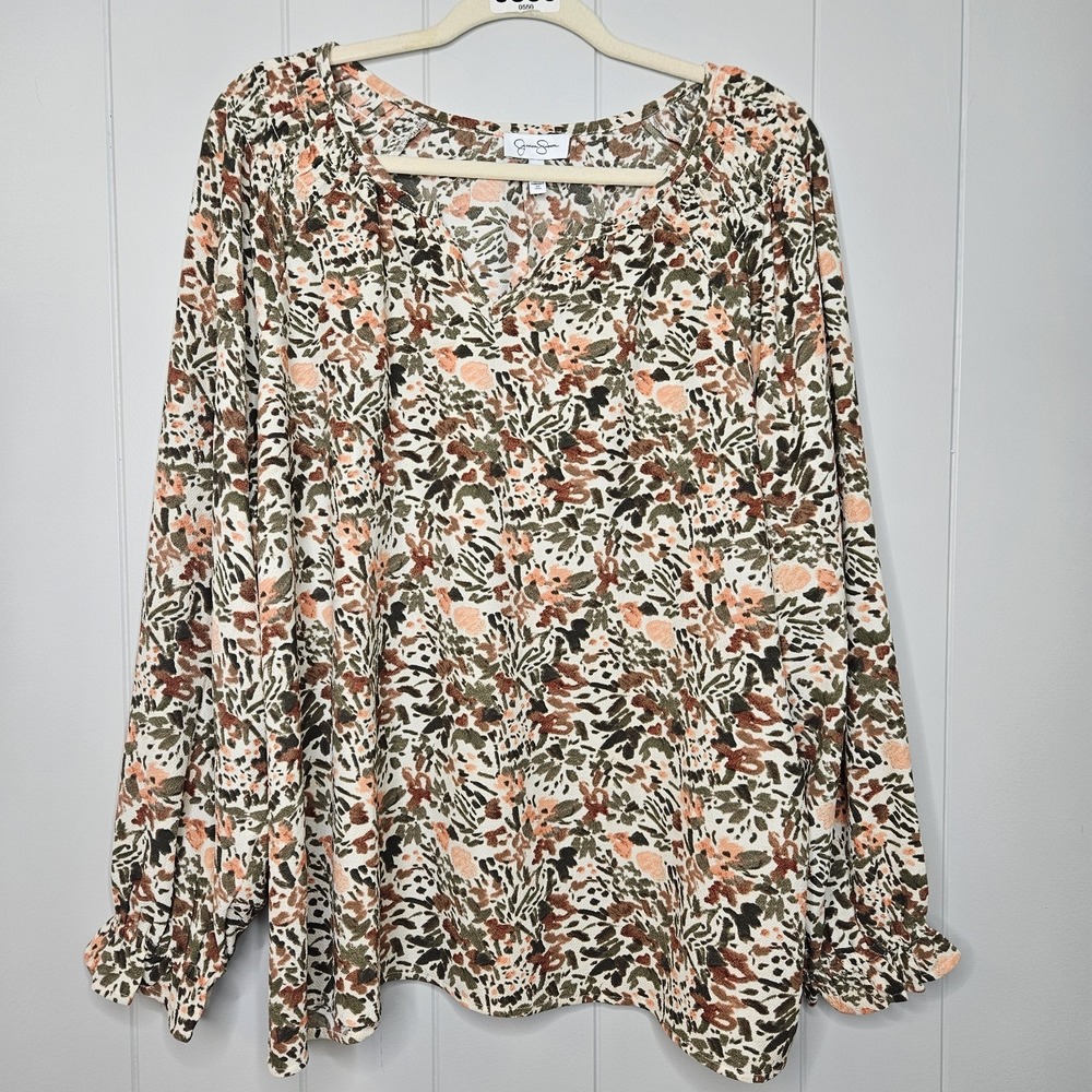 Jessica Simpson XXL Long Sleeve Top Blouse Shirt Elastic Around Wrist
